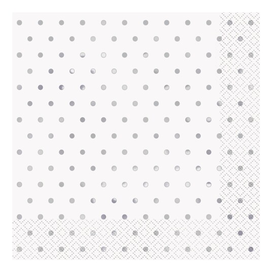 Servietter Sølv Polka Dot   16 pakning