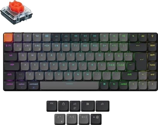 Keychron K3 v3 RGB Trådløst Gamingtastatur 75% med Hot Swap Nordisk Sort