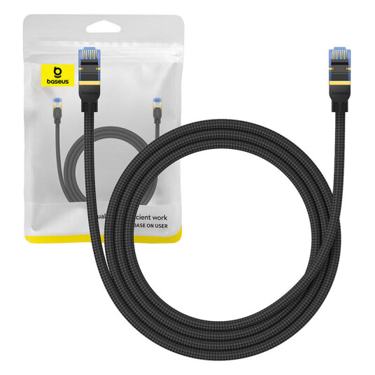 Braided network cable cat.7 Baseus Ethernet RJ45 10Gbps 1.5m (black)