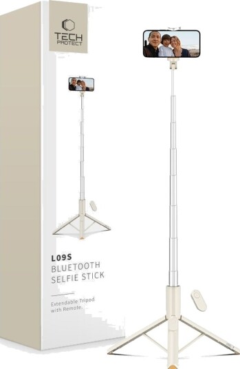Selfiestang Tech-Protect L09s Med Stativ - Beige