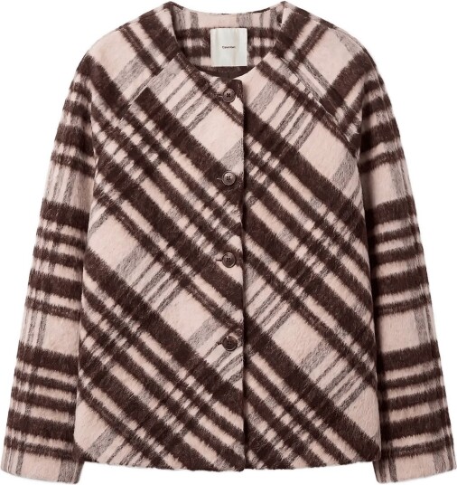 Calvin Klein Mohair Plaid Cardigan Jacket MARSHMALLOW PLAID S Calvin Klein Mohair Plaid Cardigan Jacket MARSHMALLOW PLAID S