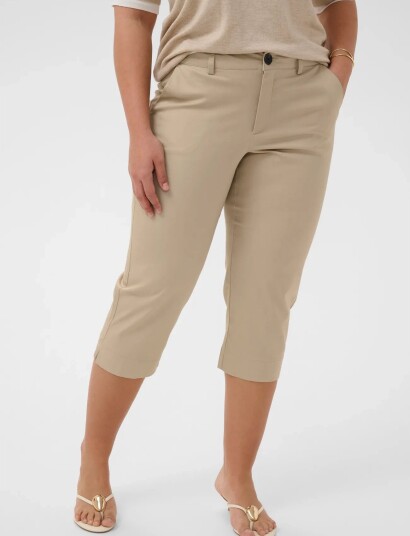 Kaffe Curve Kcleana Capri Pants - Beige - 46 Kaffe Curve Kcleana Capri Pants - Beige - 46
