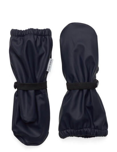 mikk-line Pu Rain Mittens W. Fleece - Navy - 86/92