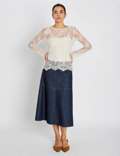 Bruuns Bazaar Chambrabbimma Skirt   Navy   34