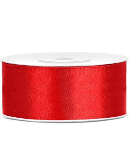RØDT Silkebånd 25 meter x 25 mm