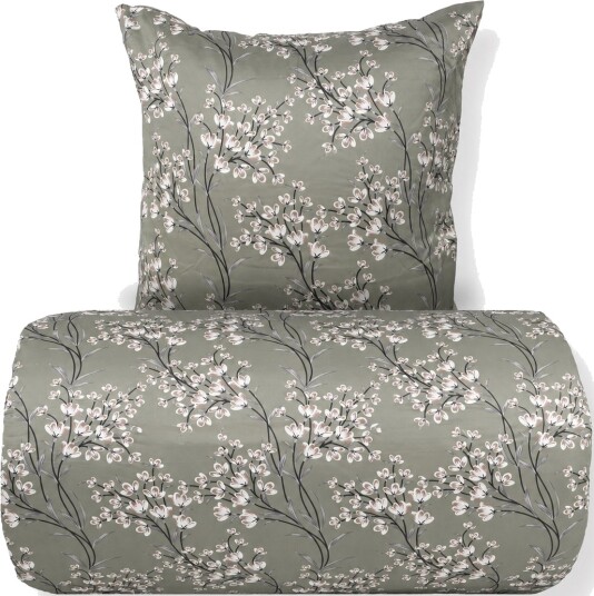 In Style Sengetøy 140x200 cm Satin Grønt vendbart blomstret design In Style Sengetøy 140x200 cm Satin Grønt vendbart blomstret design