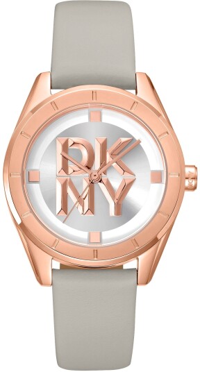 DKNY Dameklokke DK1L016L0035 Chambers Midi Sølvfarget/Lær Ø34 mm