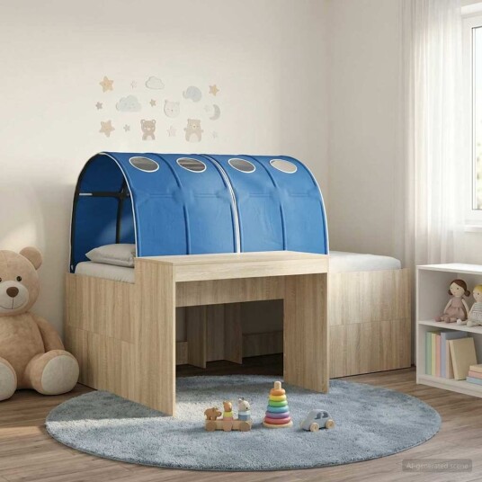  Seng med Tunnel 4 pcs Artisian Eik og Blå Konstruert tre