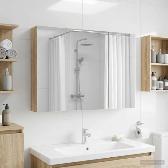 Baderomsspeilskap Sonoma eik 100 x 14,5 x 70 cm Konstruert tre Baderomsspeilskap Sonoma eik 100 x 14,5 x 70 cm Konstruert tre
