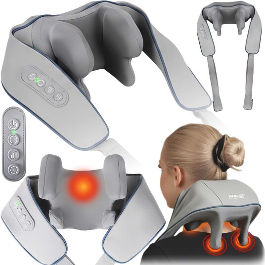 Neo Sport NS 505 Trådløs Shiatsu massasjeapparat for nakke og rygg med 3 varmemoduser