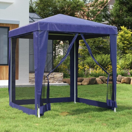 vidaXL Festtelt med 4 sidevegger av netting blå 2x2 m HDPE vidaXL Festtelt med 4 sidevegger av netting blå 2x2 m HDPE