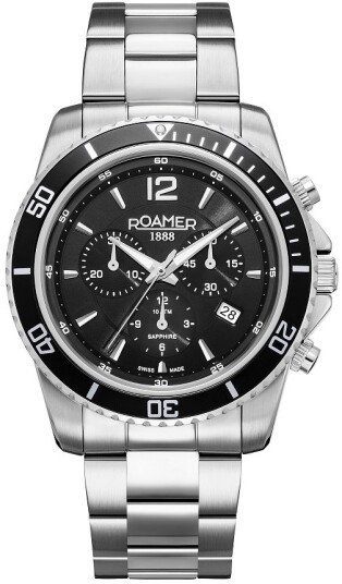 Roamer Monza Herreklokke 862837 41 55 20 Nautic 100 Chrono Sort/Stål