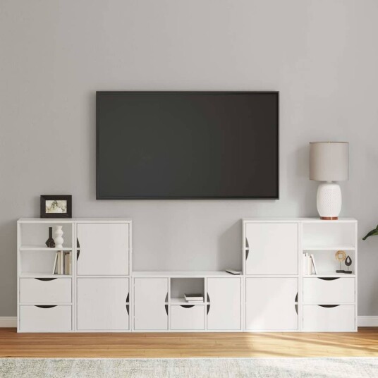  TV enheter med oppbevaring 5 delers ODDA hvit heltre furu
