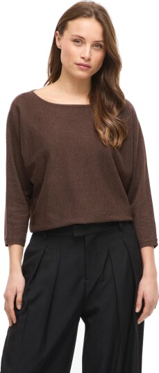 Vila Vimalu Boatneck 3/4 Sleeve Knit Top Noos Brown S