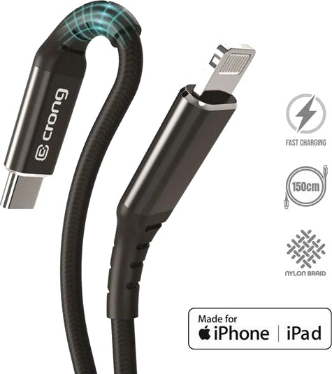 CRONG Armor Link USB C Lightning MFi kabel 1.5m svart CRG AL15USCL BLK CRONG Armor Link USB C Lightning MFi kabel 1.5m svart CRG AL15USCL BLK