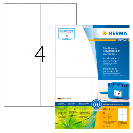 Herma Resirkulerte etiketter 320 stk 105x148 mm
