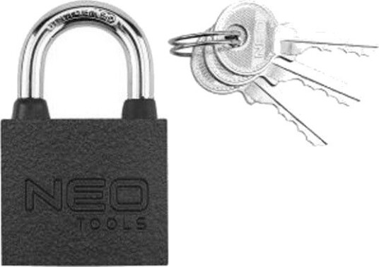 NEO Tools Hengelås 85-057 40 mm, 3 Nøkler, Støpejern NEO Tools Hengelås 85-057 40 mm, 3 Nøkler, Støpejern