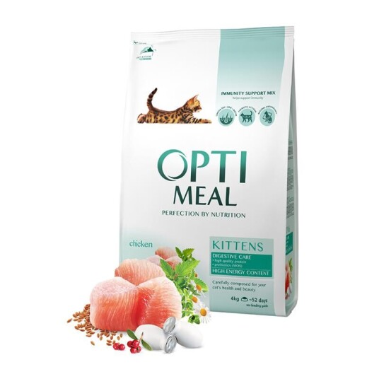 Optimeal Tørrfôr til kattunger med kylling og fordøyelsespleie 4 kg