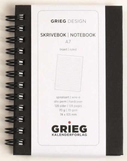 Spiralbok GRIEG A7 128s linjer sort