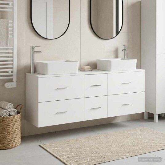 vidaXL Baderomsskapsett 3 stk. Hvit 53 x 34,5 x 63 cm Konstruert tre vidaXL Baderomsskapsett 3 stk. Hvit 53 x 34,5 x 63 cm Konstruert tre