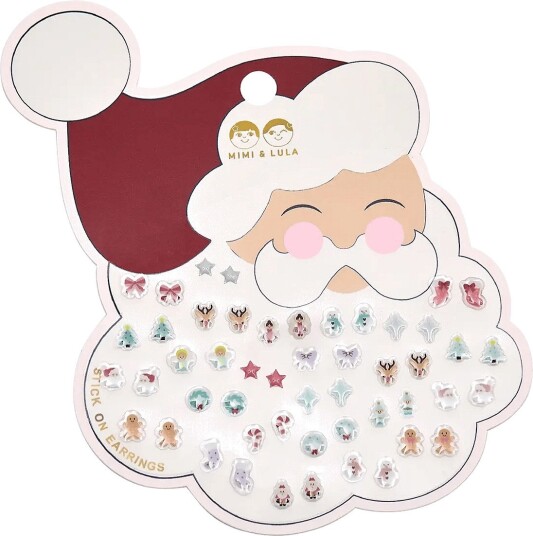 Mimi & Lula Stick-on Earrings 25 Pairs Santa Multi/patterned One Size