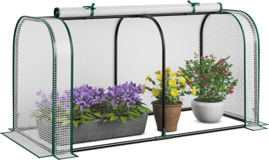 Minidrivhus med rulleglidelåsdør – PE deksel 2 i 1 design