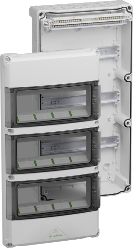 Spelsberg Fordelingsskap IP65 AK 36 Basismodul 3x12 Med PE/N-Terminal Grå