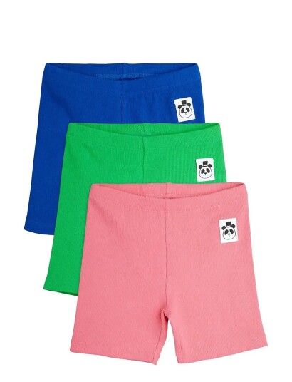 Mini Rodini Solid Bike Shorts 3 Pack Blue 116/122