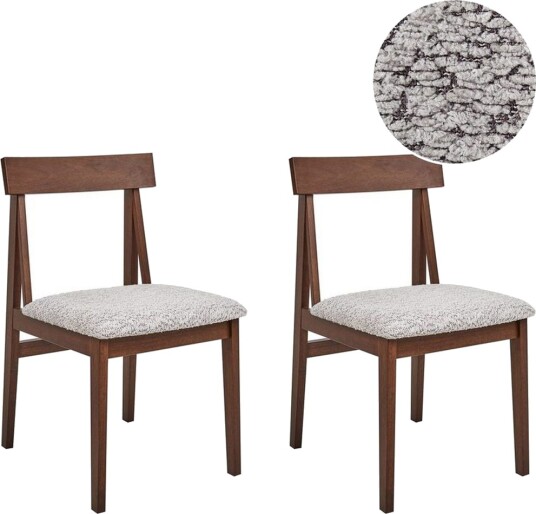 Matsalsstol Beliani Isle set om 2 Mörk Trä-Beige NO_BRAND Dark wood VALUE_MISSING_1 -