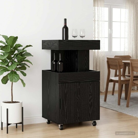 vidaXL Barvogn Svart eik 50 x 41 x 89 cm Konstruert tre