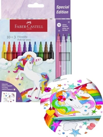 Faber-Castell tusjer 10 farger + 3 glittertusjer