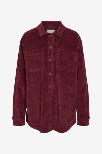 Noisy May Manchester skjorte nmAlva LS Shacket Colored Corduroy Rød