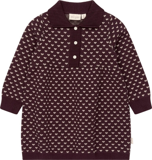 Petit Piao Ppgedel Heart Knit L_S Dress Burgundy 92