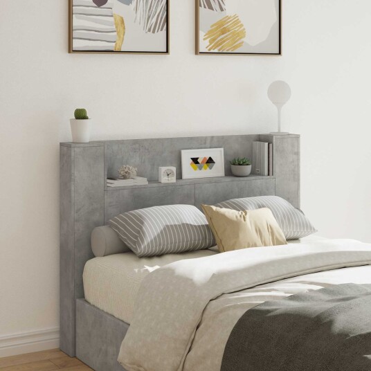 Hodegavlskap med LED med hylle Betong 140 x 16,5 x 103,5 cm