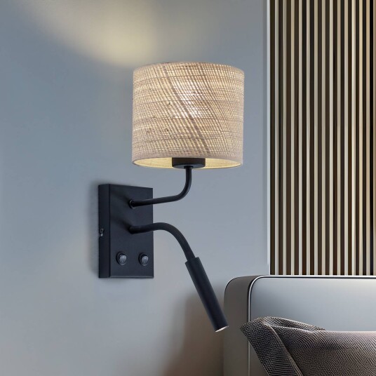 Luminex Vegglampe Jovin 1 lyskilde med spot rottingskjerm Luminex Vegglampe Jovin 1 lyskilde med spot rottingskjerm