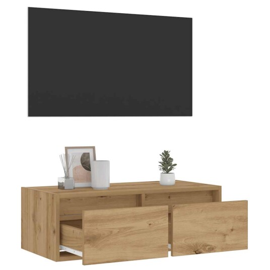  TV-benk med LED-lys artisan eik 75x35,5x25 cm 8721158663504