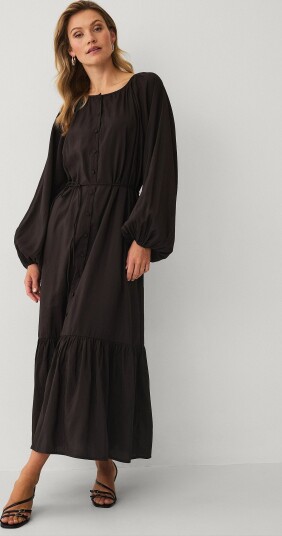 Ellos Collection Maxikjole med knytbart belte Brun