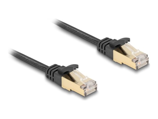 Delock Koblingskabel Rj-45 Hann Til Rj-45 Hann 3 M S/Ftp Cat 6A Uten Hindringer Flat Braided Coating Svart