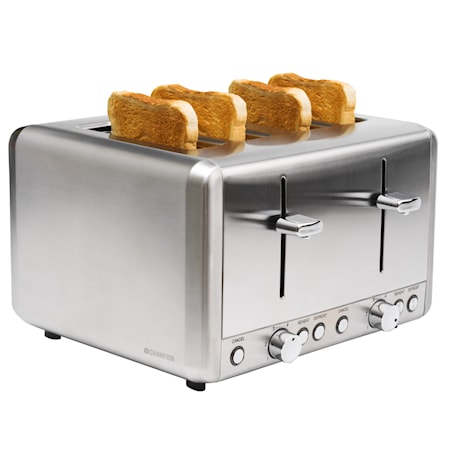 Champion Brødrister 4 skiver 1000W med rustfritt stål og smulebrett Champion Brødrister 4 skiver 1000W med rustfritt stål og smulebrett