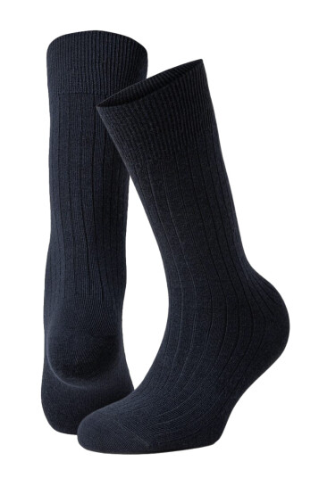 Panos Emporio Calle Mercerized Wool Socks, 2pk, Navy-One Size One Size