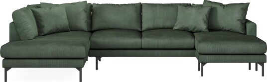 Menard 4 seters Venstrevendt Stor U formet Dyp Sofa med Divan og Sjeselong i Manchester Grønn