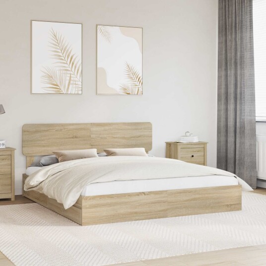  Seng med Oppbevaring Sonoma eik 180 x 200 cm Konstruert tre