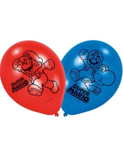 Amscan 6 stk 22,8 cm Super Mario Latexballonger 9901546