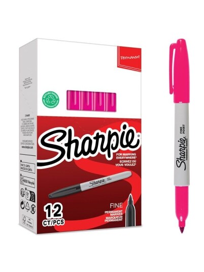 Sharpie permanente markrer | Fint tips for dristige detaljer | Magenta blekk | 12 stk