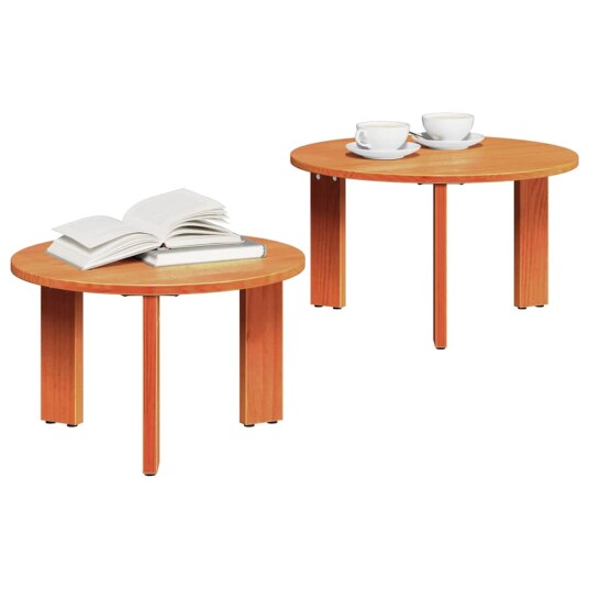 Kaffebord Sett 2 pcs Voksbrun 47.5 x 47.5 x 27 cm