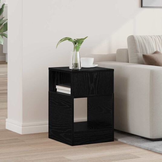 vidaXL Avlastningsbord Svart Eik 30,5 x 30 x 45 cm Konstruert tre