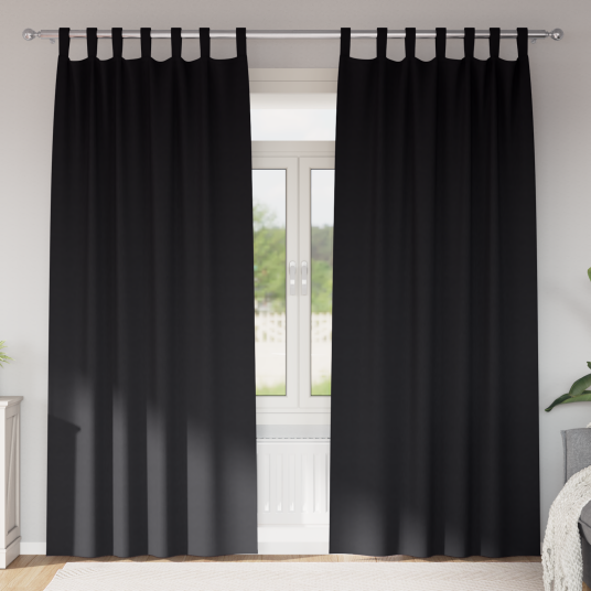 Gardiner med gardiner 2 pcs Svart Polyester