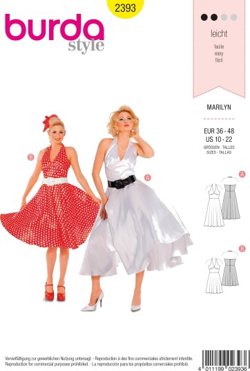 Burda 2393 Marilyn Monroe Kostyme EUR 36–50 Burda 2393 Marilyn Monroe Kostyme EUR 36–50