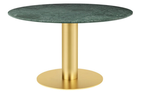 Gubi 2.0 spisebord marble green, Ø 130, messingstativ