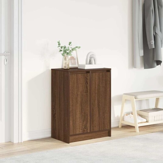 Skohylle brun eik 57x34x76 cm konstruert tre Skohylle brun eik 57x34x76 cm konstruert tre